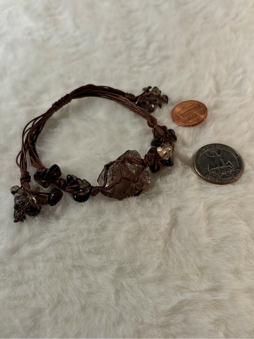 XL Raw Smoky Quartz Hand-Wrapped Bracelet